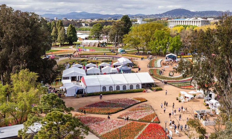 Photo taken on Oct. 16, 2022 shows a view of the Floriade flower festival at the Commonwealth Park in Canberra, Australia.Photo:Xinhua