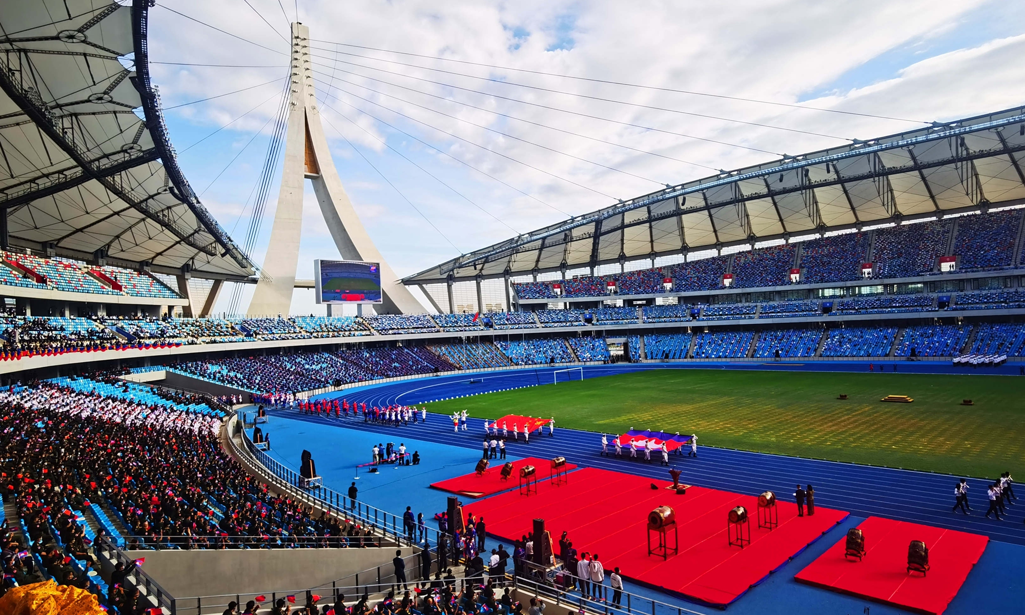 The Cambodian National Stadium built with China's help is officially opened in Phnom Penh on December 18, 2021. It is the largest stadium China helped build in a foreign country so far. Photo: VCG