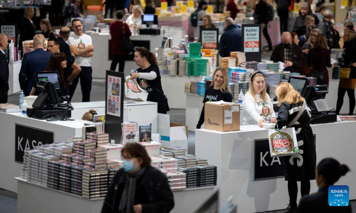 People visit the Helsinki Book Fair in Helsinki, Finland, Oct 28, 2022. Photo:Xinhua