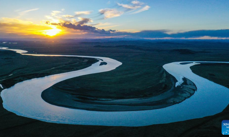 This aerial photo taken on Oct. 17, 2022 shows a bend of the Yellow River in Ruoergai County of Aba Tibetan and Qiang Autonomous Prefecture, southwest China's Sichuan Province. Photo: Xinhua