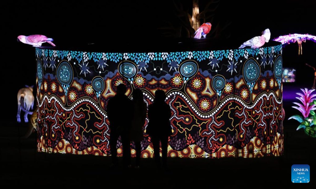 Illuminated sculptures are pictured during a media tour of a light festival at Thoiry zoo near Paris, France, Oct 26, 2022. The festival will kick off here on Sunday, displaying around 2,000 illuminated sculptures. Photo:Xinhua