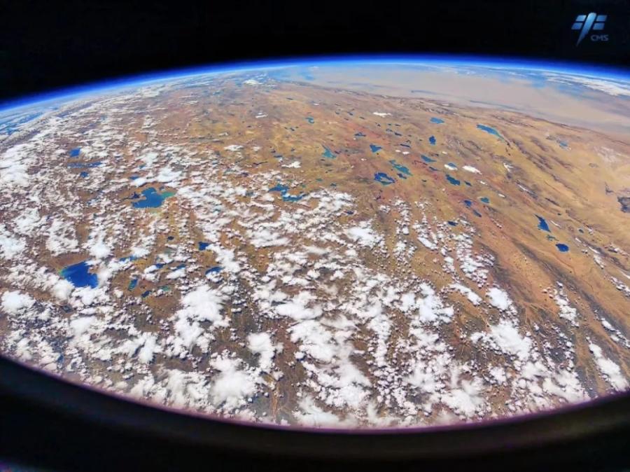 Photo released on Oct. 20, 2022 shows a stunning view of the Qinghai-Tibet plateau captured by China's Shenzhou-14 taikonaut Liu Yang from the Tiangong space station.Photo provided to China News Service
