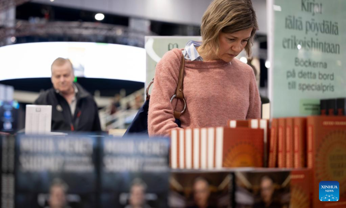 People visit the Helsinki Book Fair in Helsinki, Finland, Oct 28, 2022. Photo:Xinhua