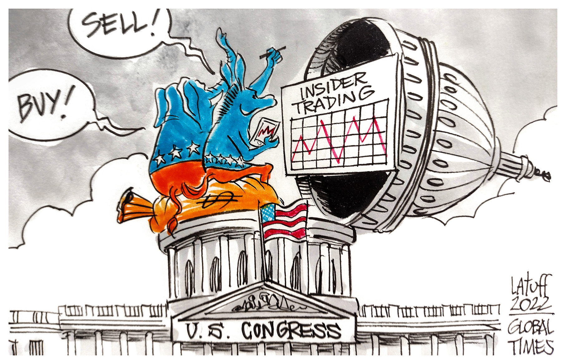 Lucrative business on Capitol Hill. Cartoon: Carlos Latuff