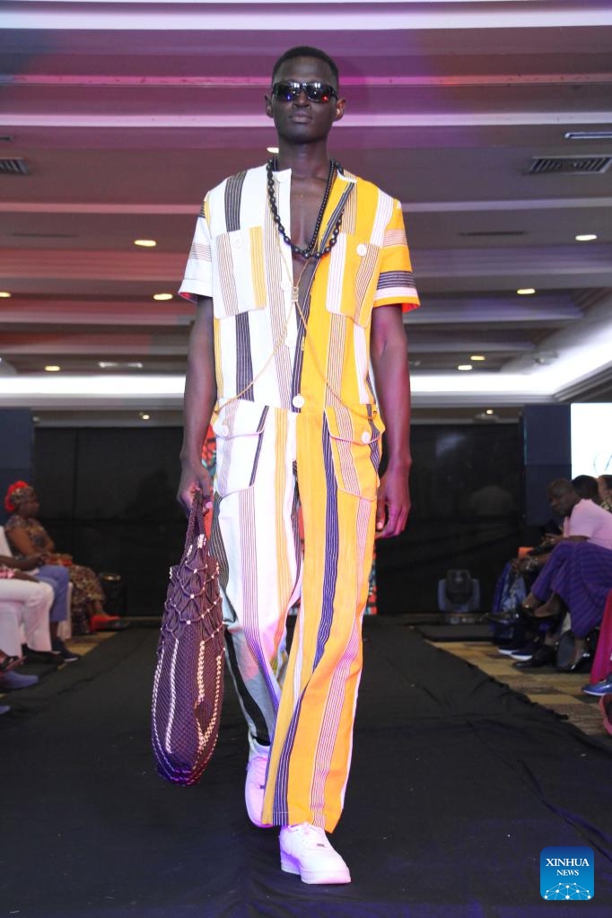 A model presents a creation during a fashion festival in Cotonou, Benin, Oct. 22, 2022.Photo: Xinhua