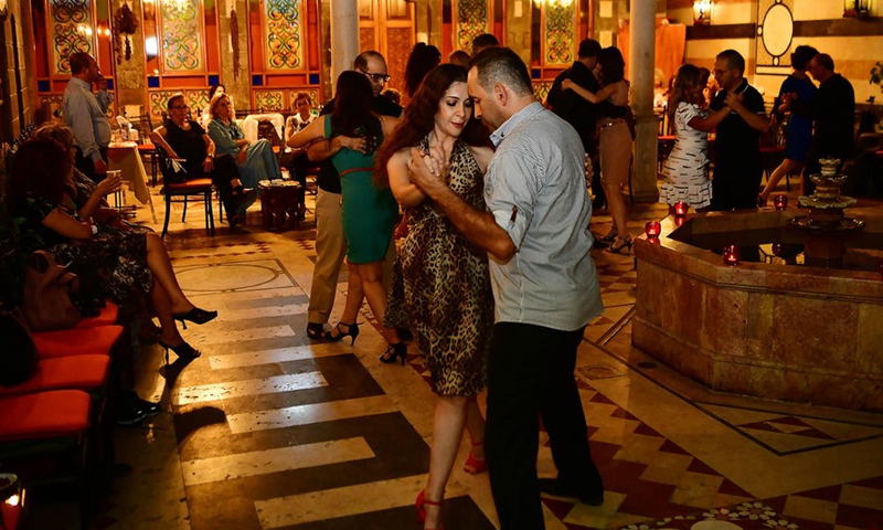 Dancers perform Tango during a milonga held in Damascus, the capital of Syria, on Oct. 5, 2022(Photo: Xinhua)