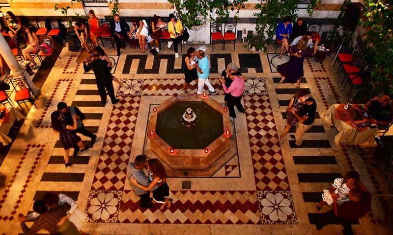 Dancers perform Tango during a milonga held in Damascus, the capital of Syria, on Oct. 5, 2022.(Photo: Xinhua)