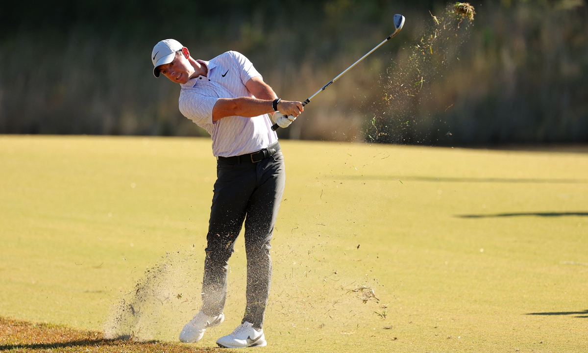 Rory McIlroy of Northern Ireland plays a shot on the 13th hole during the final round of the CJ Cup at Congaree Golf Club in Ridgeland, South Carolina, the US on October 23, 2022. Photo: AFP