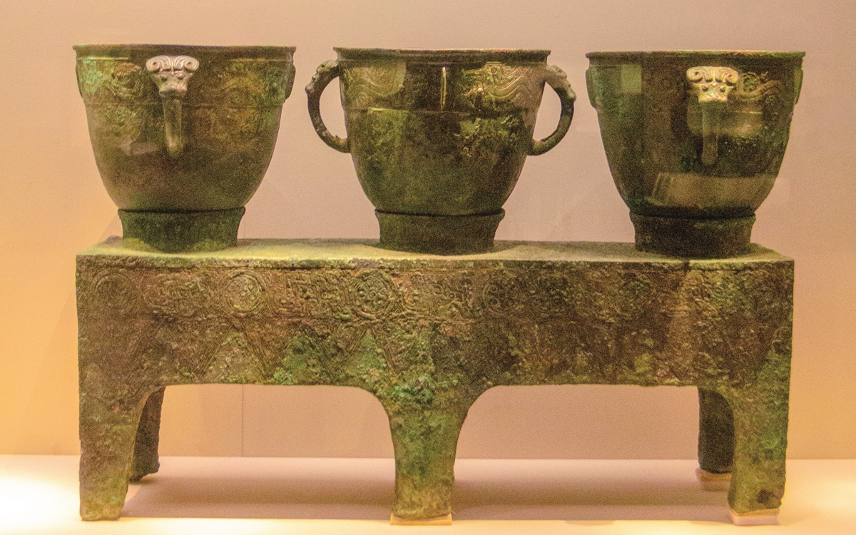 A bronze triple vessels unearthed in 1976 at Yinxu Ruins Photo: VCG