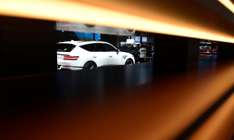 This photo taken on Nov. 6, 2022 shows a vehicle exhibited at the automobile exhibition area of the fifth China International Import Expo (CIIE) at the National Exhibition and Convention Center (Shanghai) in east China's Shanghai. The fifth CIIE will run until Nov. 10 in China's economic hub Shanghai. Photo: Xinhua