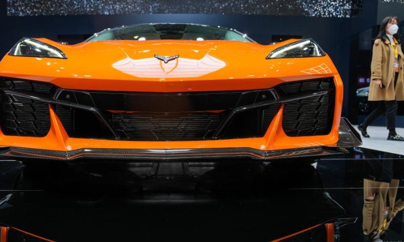 This photo taken on Nov. 5, 2022 shows a car exhibited at the Automobile exhibition area of the fifth China International Import Expo (CIIE) at the National Exhibition and Convention Center (Shanghai) in east China's Shanghai. The fifth CIIE is scheduled on Nov. 5-10 in China's economic hub Shanghai. Photo: Xinhua