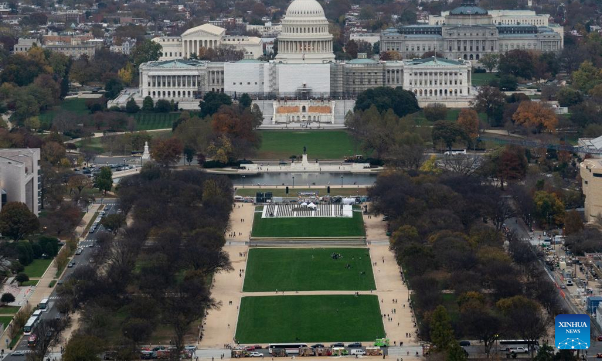 The US Capitol building is seen in Washington, DC Nov 10, 2022. The balance of power in the next US Congress is still undecided as of late Thursday night, two days after the 2022 midterm elections. Photo:Xinhua