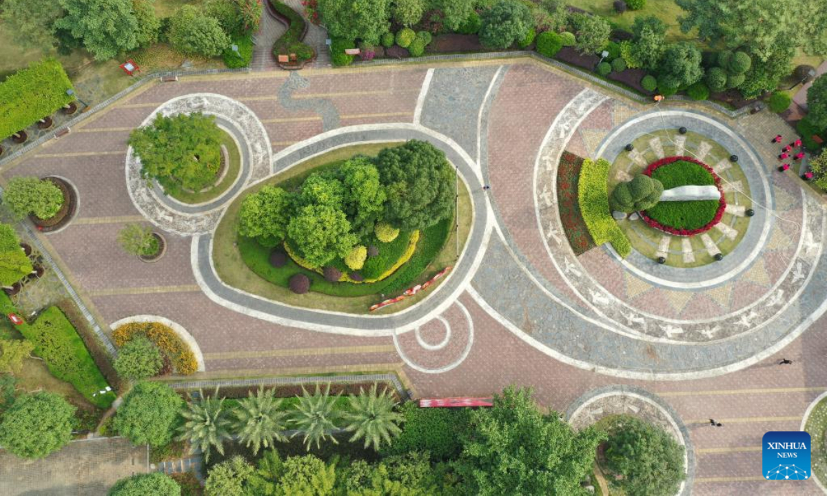 This aerial photo taken on Nov 10, 2022 shows the view of Nakao River wetland park in Nanning, south China's Guangxi Zhuang Autonomous Region. Photo:Xinhua