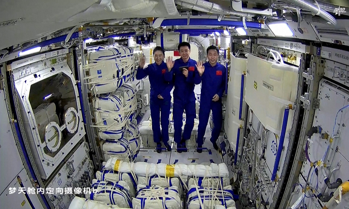 The Shenzhou-14 taikonauts entered the Mengtian lab module - the third and last part of the three-module China Space Station - on November 3, 2022. Photo: IC