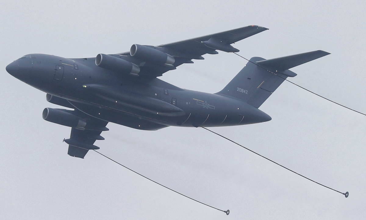 A YU-20 aerial tanker rehearses for a flight performance in preparation for Airshow China 2022 in Zhuhai, South China's Guangdong Province on November 6, 2022. Photo: Cui Meng/GT