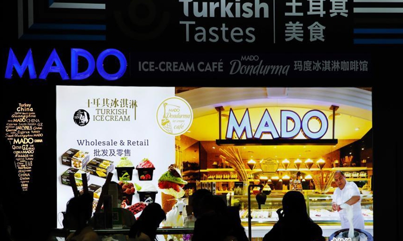 Food products from Türkiye are on display during the 5th China International Import Expo in Shanghai, Nov. 6, 2022. Photo: China News Service