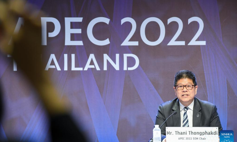 Thani Thongphakdi, Asia-Pacific Economic Cooperation (APEC) 2022 Senior Officials' Meeting chair, speaks at a press conference in Bangkok, Thailand, Nov. 16, 2022. Photo: Xinhua