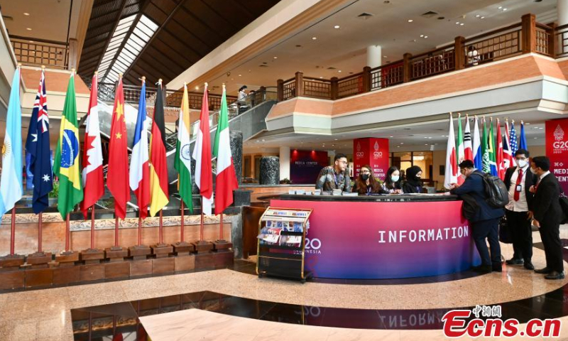 Journalists register at the media center for the upcoming 17th Group of 20 (G20) Summit in Bali, Indonesia, Nov. 13, 2022. Photo: China News Service