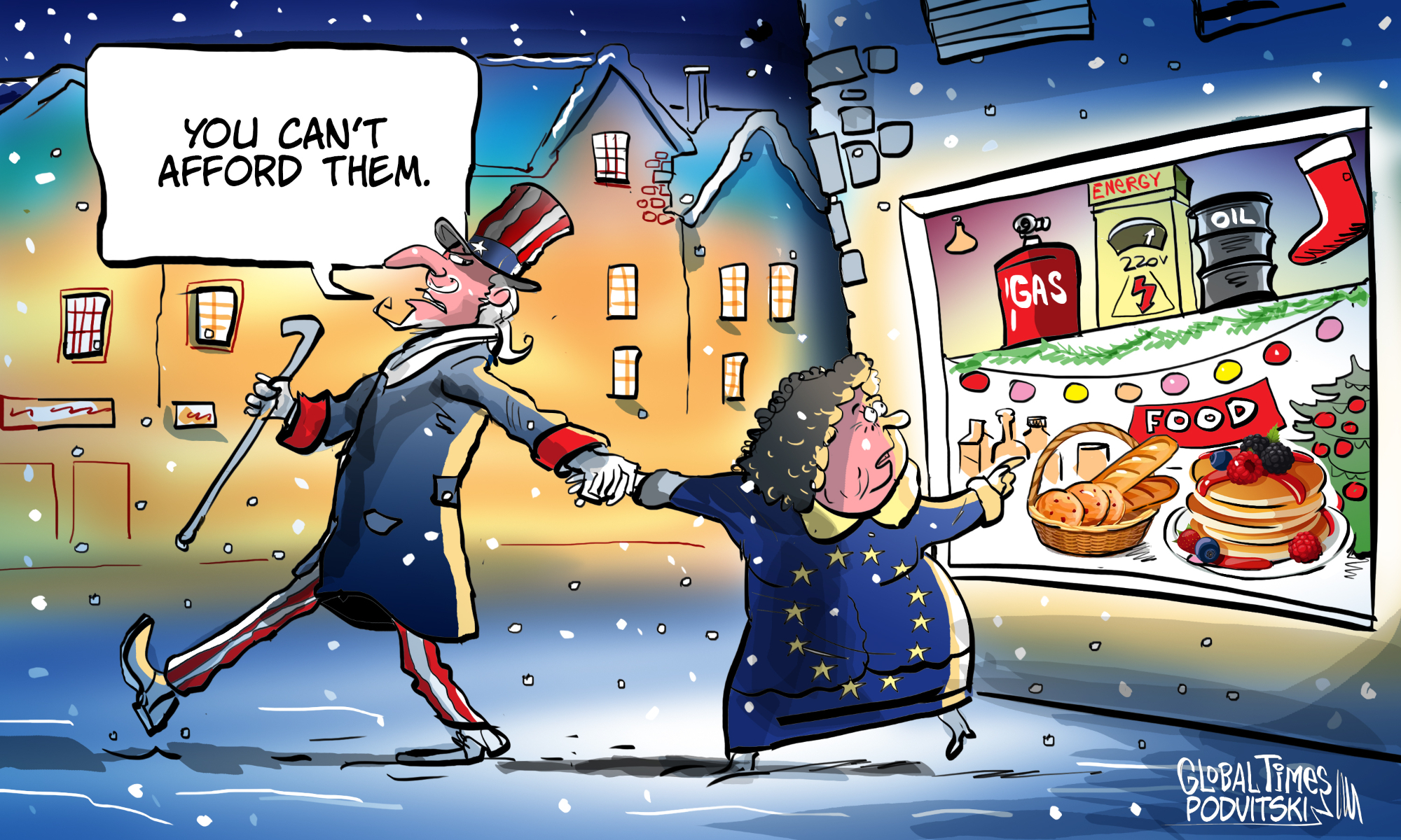 Europeans brace for an expensive Christmas. Cartoon: Vitaly Podvitski