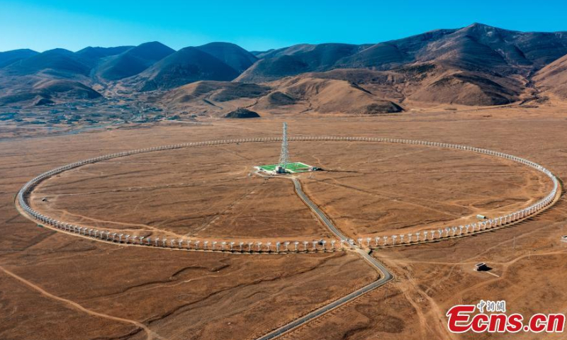 Aerial view shows the construction site of the Solar Radio Telescope (the Meridian Project phase II) in Daocheng county, Ganzi Tibetan Autonomous Prefecture, southwest China's Sichuan Province, Nov. 13, 2022. Photo: China News Service
