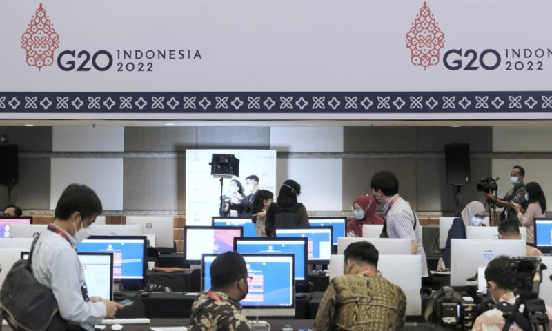 This photo taken on Nov. 13, 2022 shows an interior view of the media center for the upcoming 17th Group of 20 (G20) Summit in Bali, Indonesia. Photo: Xinhua