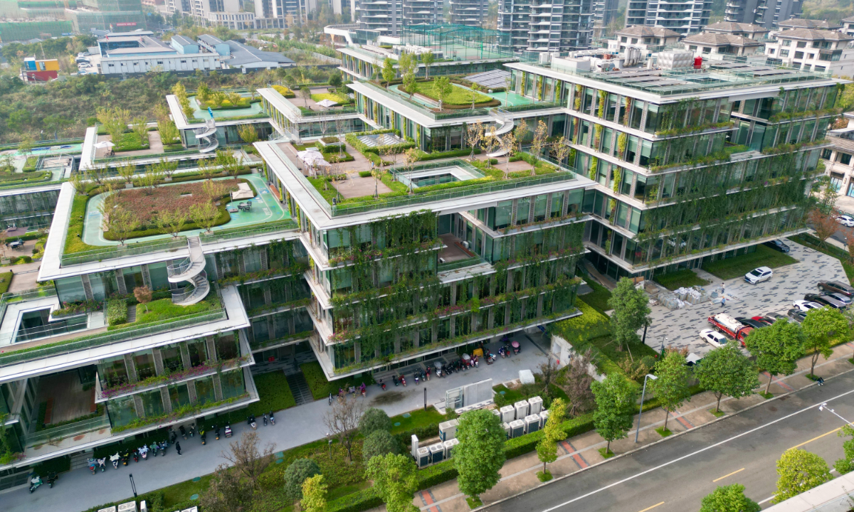 A green energy building with nearly zero-carbon emssions in Chengdu, Southwest China’s Sichuan Province Photo: VCG