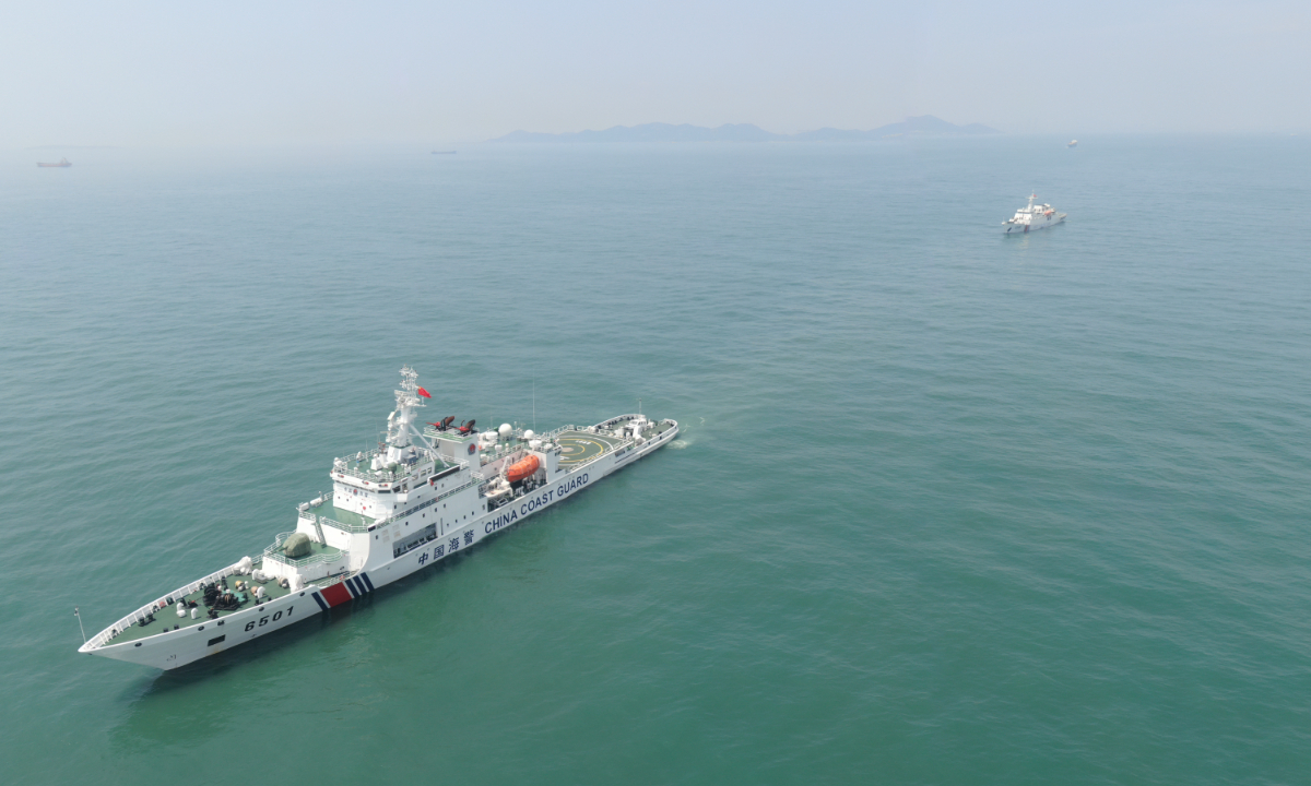 A Chinese coast guard ship heads toward the?North Pacific?to carry out fishery law enforcement patrols on July 18, 2022. Photo: Xinhua