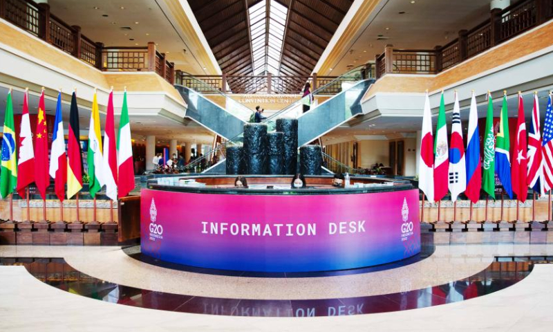 This photo taken on Nov. 13, 2022 shows an interior view of the media center for the upcoming 17th Group of 20 (G20) Summit in Bali, Indonesia. Photo: Xinhua