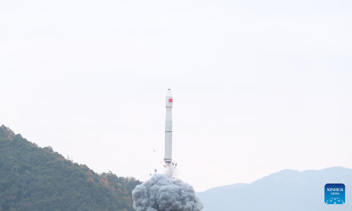 A Long March-11 rocket carrying the satellite Shiyan-21 blasts off from the Xichang Satellite Launch Center in southwest China's Sichuan Province, Dec 16, 2022. Photo:Xinhua