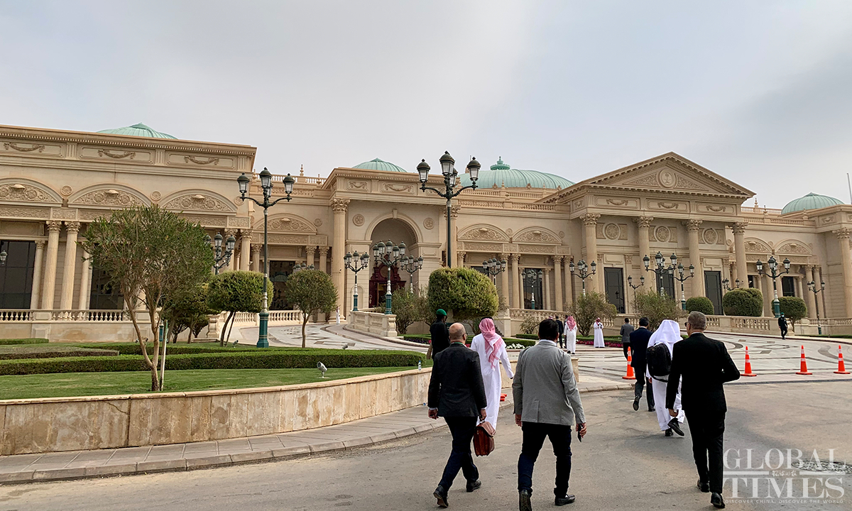 A press conference attended by Saudi Arabian officials including FM Prince Faisal bin Farhan Al Saud will be held on December 9, 2022. Journalists in the conference room at the King Abdul Aziz International Conference Center are standing by. Photo: Xing Xiaojing and Yu Jincui in Riyadh/GT