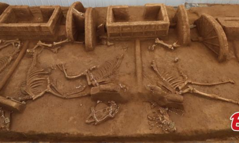Chariot pit No. K3 at the Shaojiapeng Site, Anyang, Central China's Henan Province. (Photo provided to China News Service by National Cultural Heritage Administration)