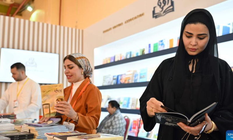 People visit the 45th Kuwait International Book Fair at Kuwait International Fairground in Hawalli Governorate, Kuwait, Nov. 16, 2022. The 45th Kuwait International Book Fair kicked off here on Wednesday and will last till Nov. 26. A total of 29 countries participate in the book fair. Photo: Xinhua