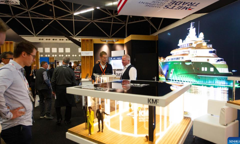 People visit the Metstrade trade show at RAI convention center in Amsterdam, the Netherlands, Nov. 16, 2022. The Metstrade, a marine equipment trade show, was held here from Tuesday to Thursday. Photo: Xinhua