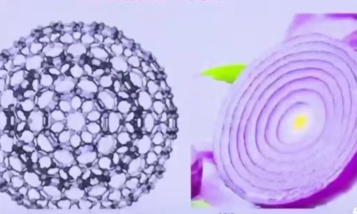 “Carbon onion” is a kind of giant fullerene, named for its concentric multilayer structure similar to the onion. It is widely used in aerospace, energy, biomedicine, environmental remediation and other fields. Photo: Bailu Video