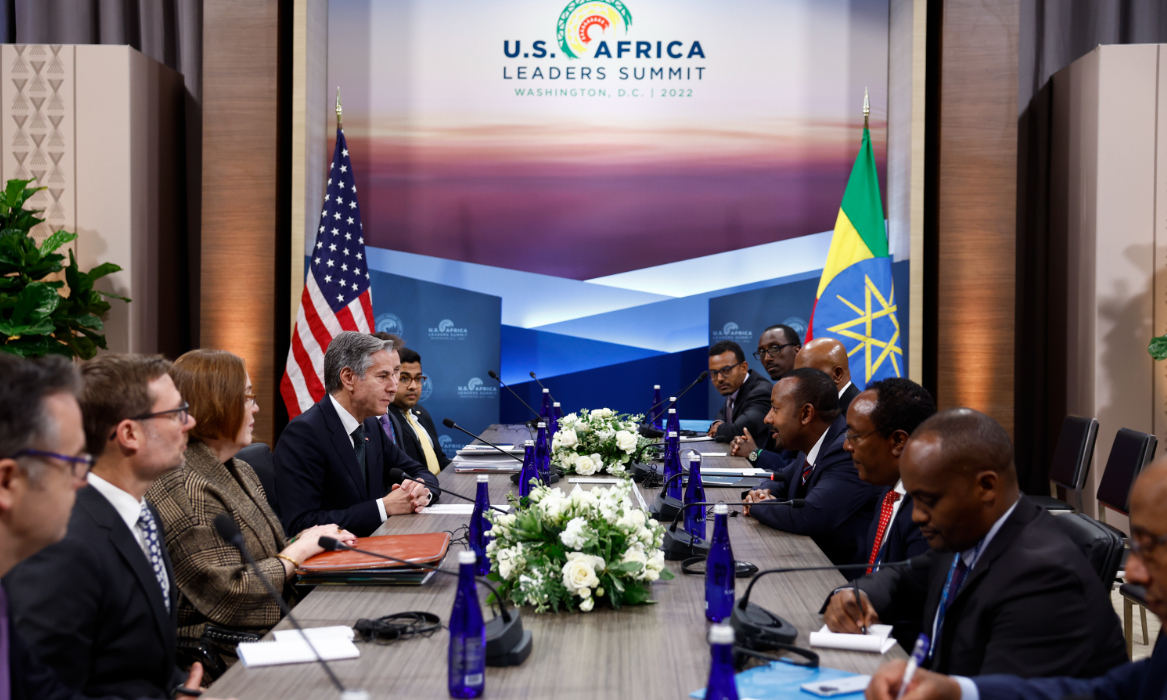 U.S. Secretary of State Antony Blinken meets with Ethiopian Prime Minister Abiy Ahmed, during the U.S.-Africa Leaders Summit 2022, in Washington, Tuesday, Dec. 13, 2022. Photo: VCG