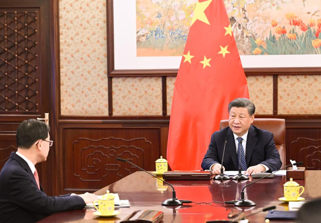 President Xi Jinping meets with Chief Executive of the Hong Kong Special Administrative Region (HKSAR) John Lee, who is on a duty visit to Beijing, capital of China, Dec 23, 2022. Photo:Xinhua
