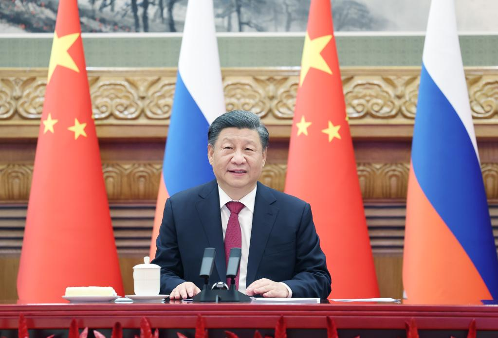 Chinese President Xi Jinping meets with Russian President Vladimir Putin via video link in Beijing, capital of China, Dec 30, 2022. Photo:Xinhua