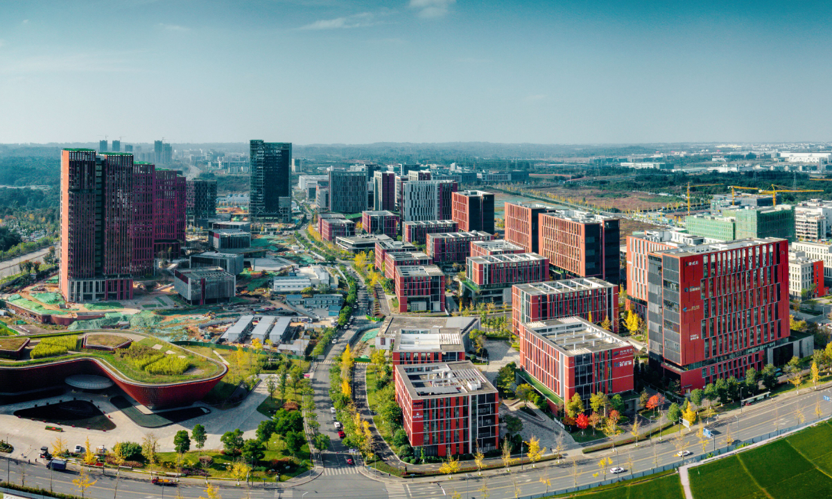 A panorama of Chengdu Tianfu International Bio-town Photos: Courtesy of Department of the Party and the masses affairs of Chengdu Hi-tech Industrial Development Zone 