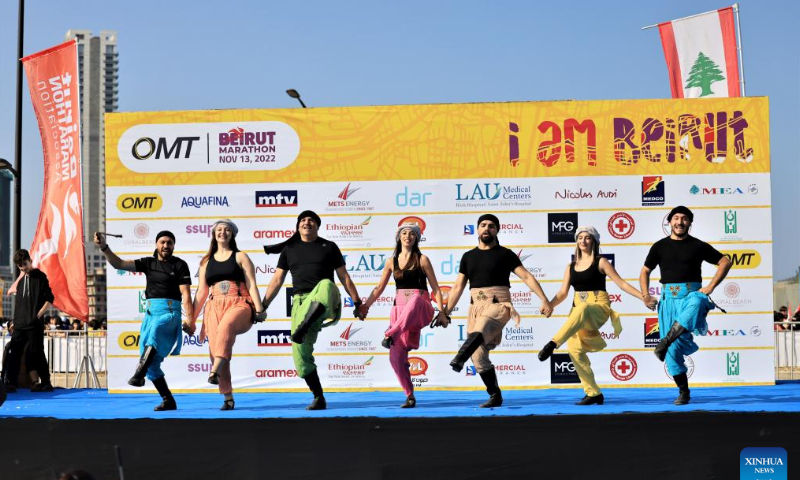 Artists perform during the Beirut International Marathon in Beirut, Lebanon, Nov. 13, 2022. Photo: Xinhua