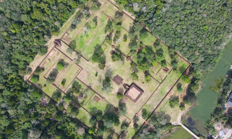This aerial photo taken on Dec. 1, 2022 shows ruins of Kedaton Temple in Muarajambi Temple Complex in Maro Sebo, Jambi, Indonesia.

Muarajambi Temple Complex is a complex of several temples located in Maro Sebo, in the province of Jambi. In this area of about 3,000 hectares, there are around 11 Buddhist temples and about 80 mounds of earth which are thought to also have ancient building structures inside. (Xinhua/Xu Qin)