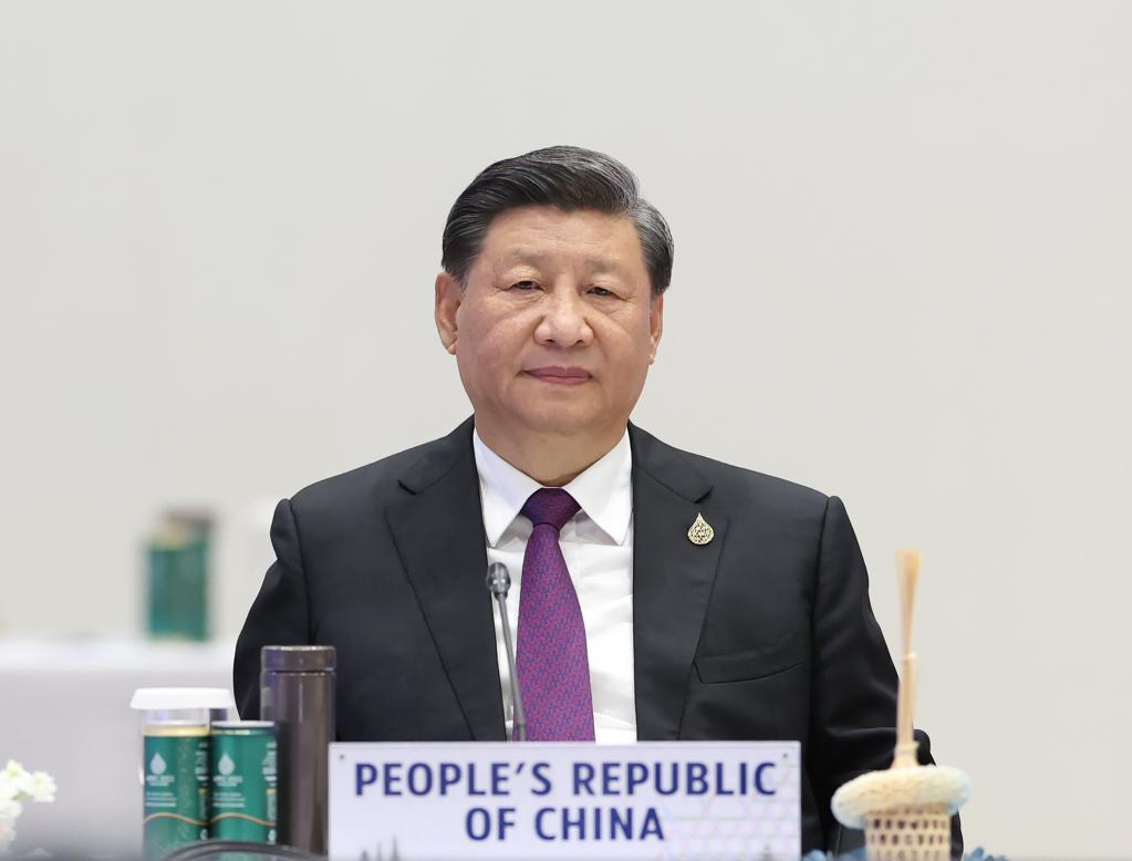Chinese President Xi Jinping delivers a speech titled Shouldering Responsibility and Working Together in Solidarity to Build an Asia-Pacific Community with a Shared Future at the 29th Asia-Pacific Economic Cooperation (APEC) Economic Leaders' Meeting in Bangkok, Thailand, Nov 18, 2022. Photo:Xinhua