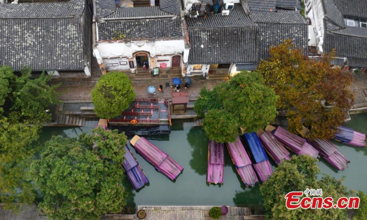 Aerial view of Tongli ancient town in Wujiang district of Suzhou, east China's Jiangsu Province, Nov 17, 2022. Photo:Xinhua