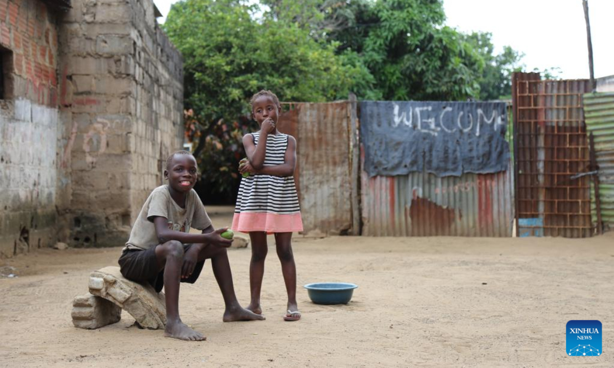Children are seen in the neighborhood of the slum area, Unit Seven of Maputo, Mozambique, Nov 13, 2022. Photo:Xinhua