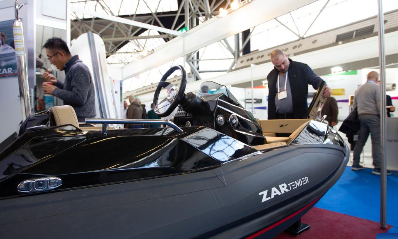 People visit the Metstrade trade show at RAI convention center in Amsterdam, the Netherlands, Nov. 16, 2022. The Metstrade, a marine equipment trade show, was held here from Tuesday to Thursday. Photo: Xinhua