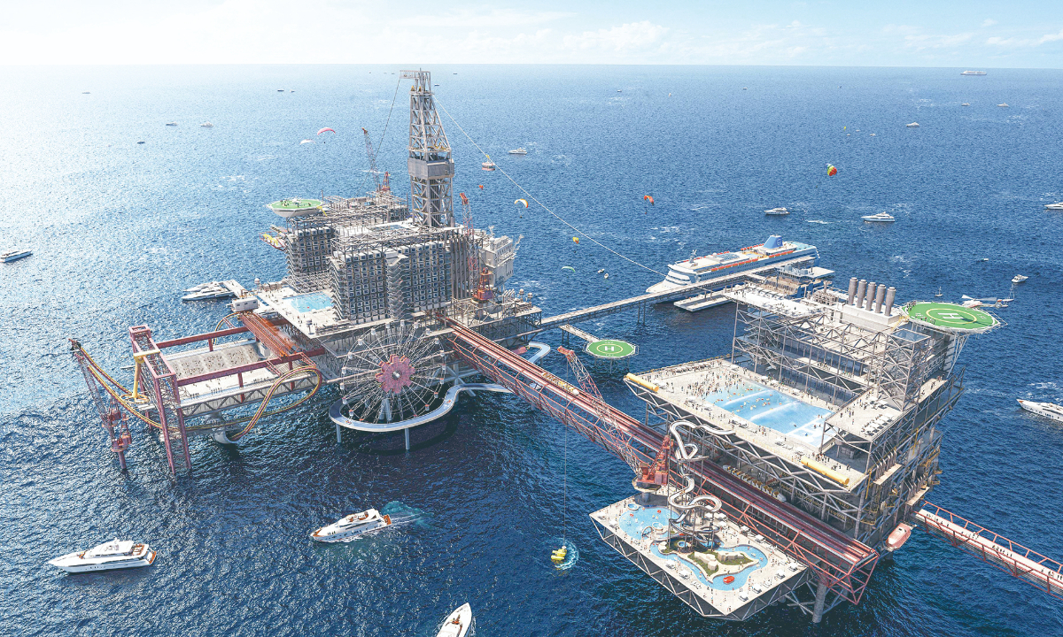 An oil rig in Saudi Arabia to be converted into an?offshore theme park for?a tourist resort. Photo: VCG