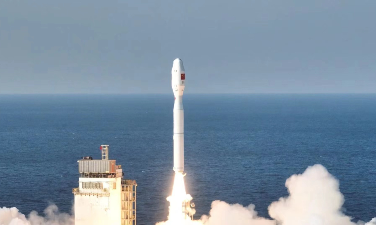 The Smart Dragon-3, or Jielong-3, makes a successful maiden flight on December 9, 2022, from waters of the Yellow Sea, sending 14 satellites precisely into their designated orbit. Photo: courtesy of China Academy of Launch Vehicle Technology