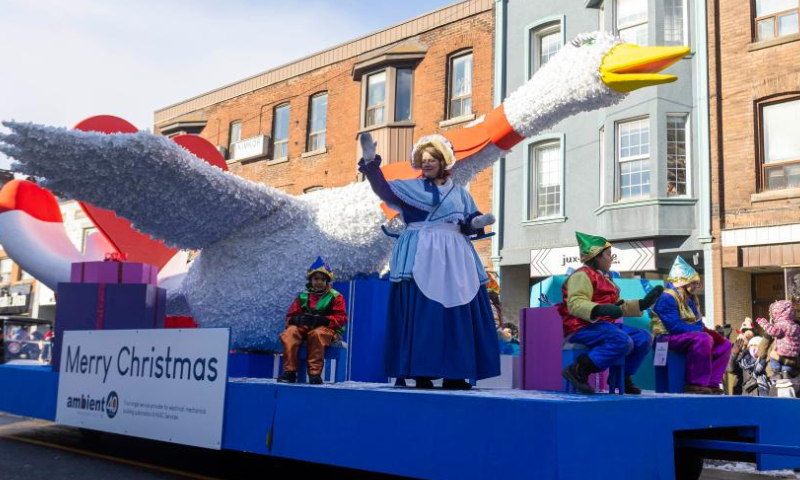 A float is seen during the 2022 Toronto Santa Claus Parade in Toronto, Canada, on Nov. 20, 2022. Featuring themed floats and marching bands, the annual parade returned in-person here on Sunday this year. (Photo by Zou Zheng/Xinhua)