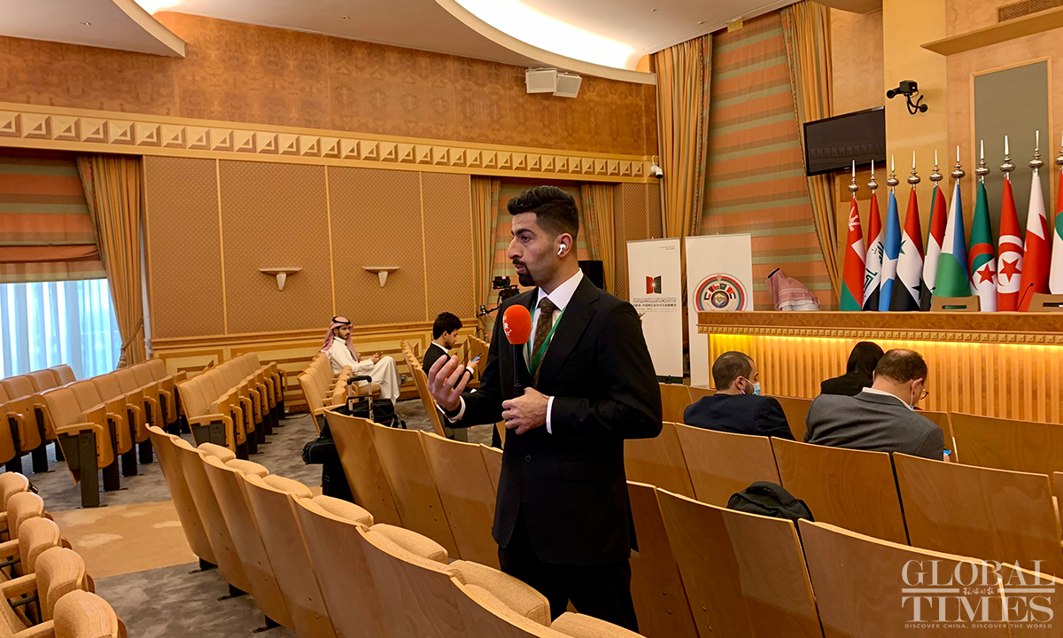 A press conference attended by Saudi Arabian officials including FM Prince Faisal bin Farhan Al Saud will be held on December 9, 2022. Journalists in the conference room at the King Abdul Aziz International Conference Center are standing by. Photo: Xing Xiaojing and Yu Jincui in Riyadh/GT