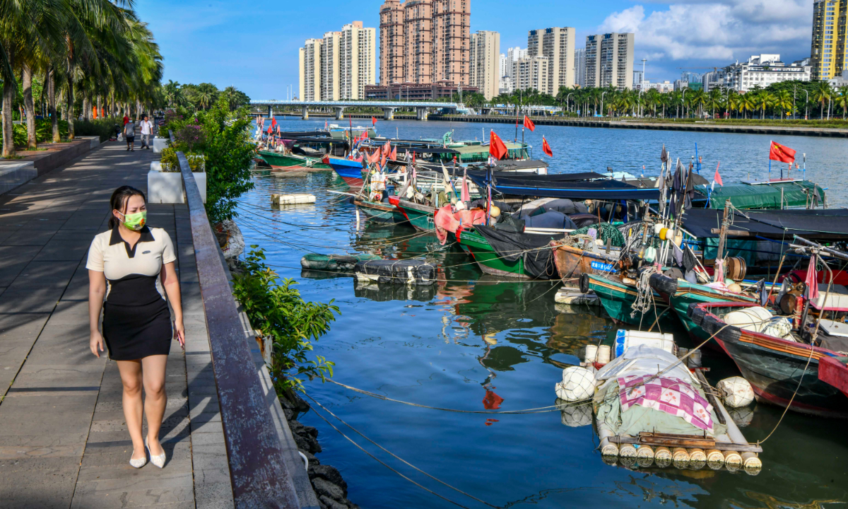 Fishing boats dock in Haikou, South China's Hainan Province, during the fishing moratorium in August 2022. Photo: IC