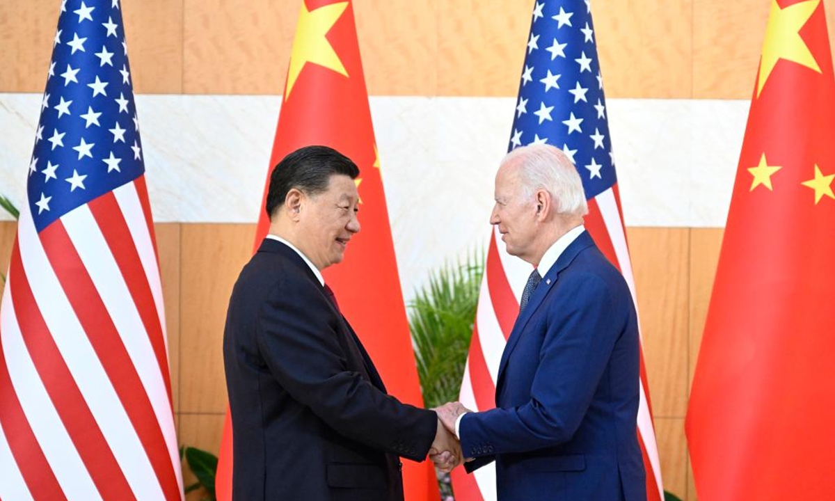 Chinese President Xi Jinping meets with US President Joe Biden in Bali, Indonesia, November 14, 2022. Photo: Xinhua